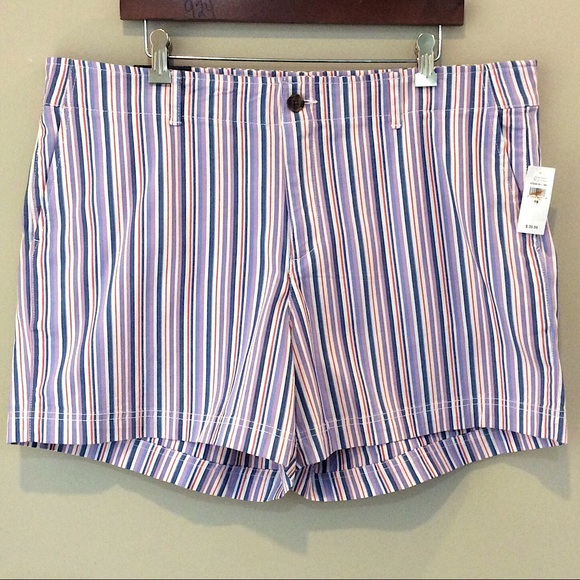 GAP Pants - GAP 5" Multi-Color Striped Khaki Mid-Rise Shorts Sz 18 NWT